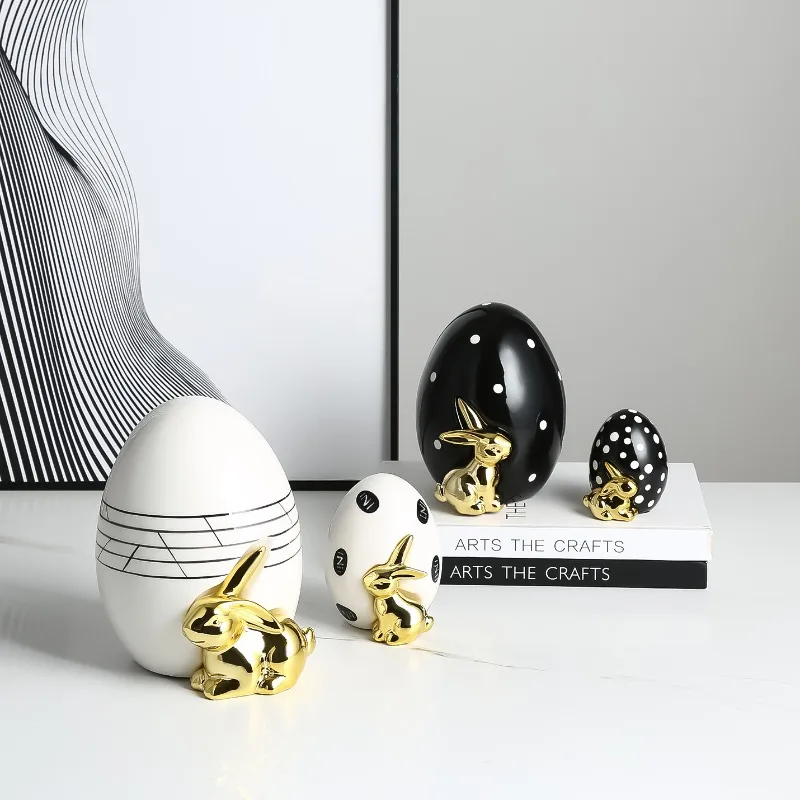 Modern light luxury creative planet rabbit ceramic small ornament fashion, desktop decoration