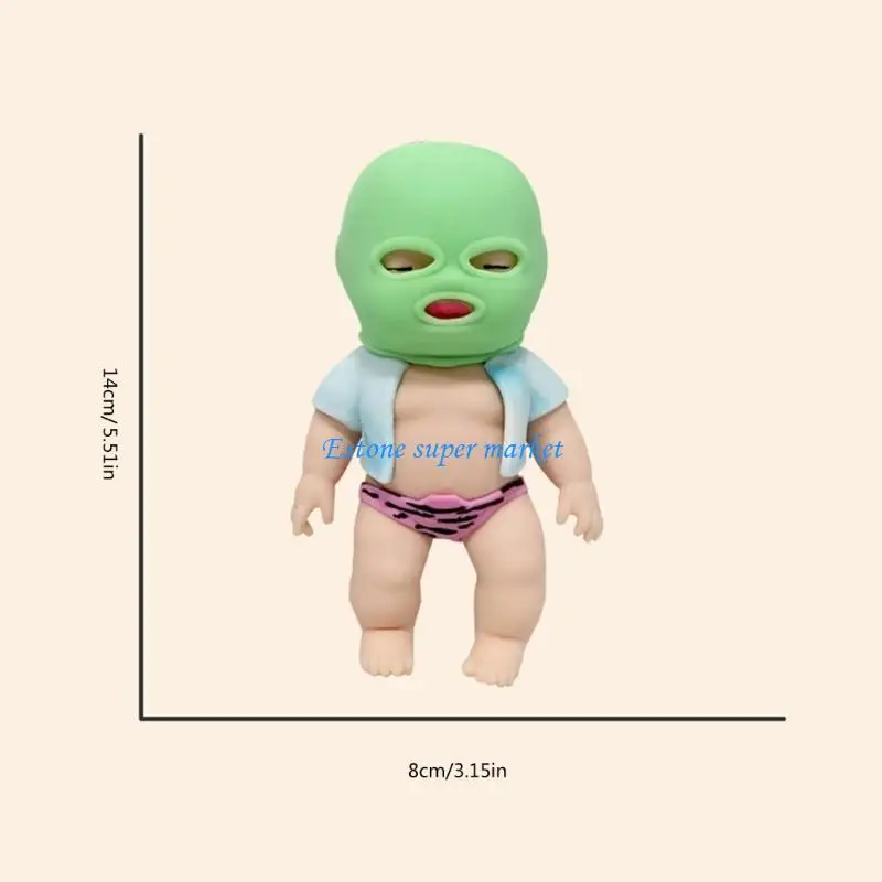 090B Knijpbaar speelgoed TPR-palmpop Mooie gemaskerde babypop Speelgoed Kantoor Ontspannend speelgoed