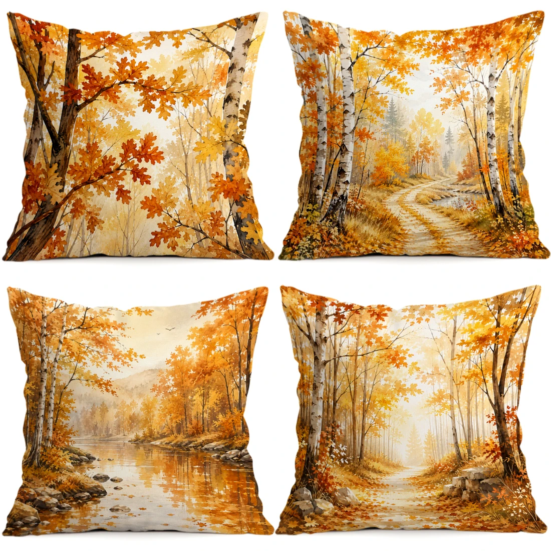 1/4pcs Autumn Forest Cushions Pillowcase Polyester Cushion Cover Throw Pillow Pillowcover Home Car Sofa Decor