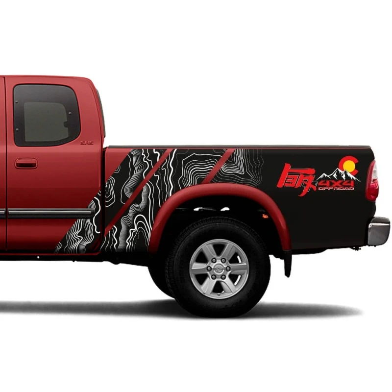 FOR Toyota Tundra Teq 4x4 off road Bed Side Stickers Decals Vinyl Stripe Graphic Stickers Decals Kit