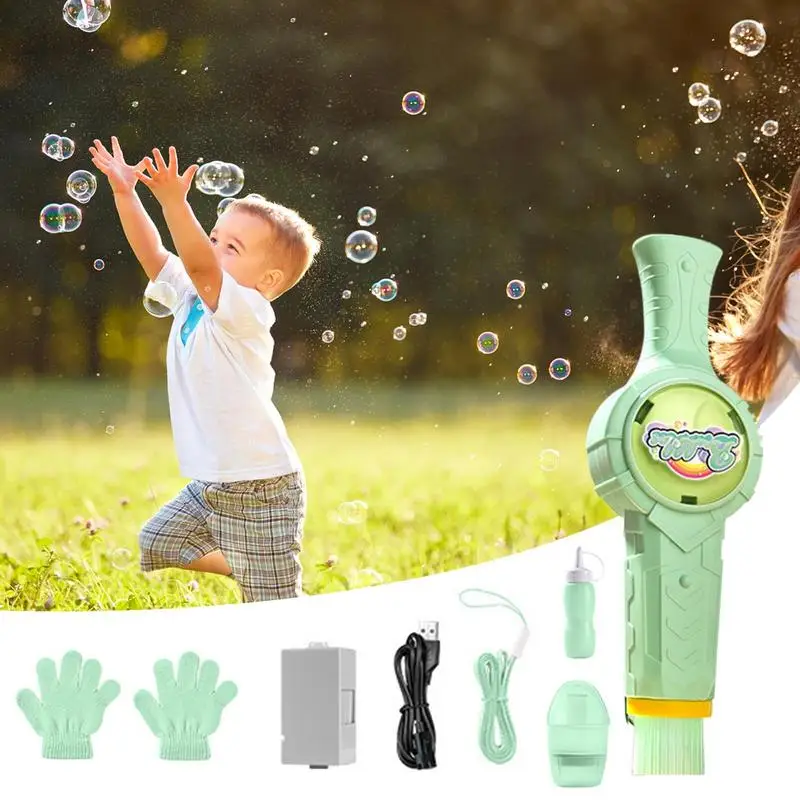 Máquina automática de bolhas para crianças, máquina automática de bolhas recarregável para jogos de quintal, brinquedos interativos para crianças e adultos