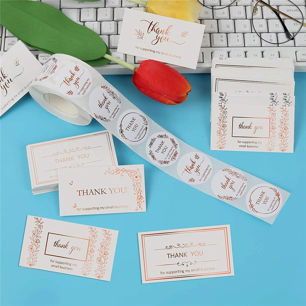 10-500 Pcs White Thank You Card Thank You for Supporting My Business Card for Small Businesses Decor for Small Shop Gift Packs