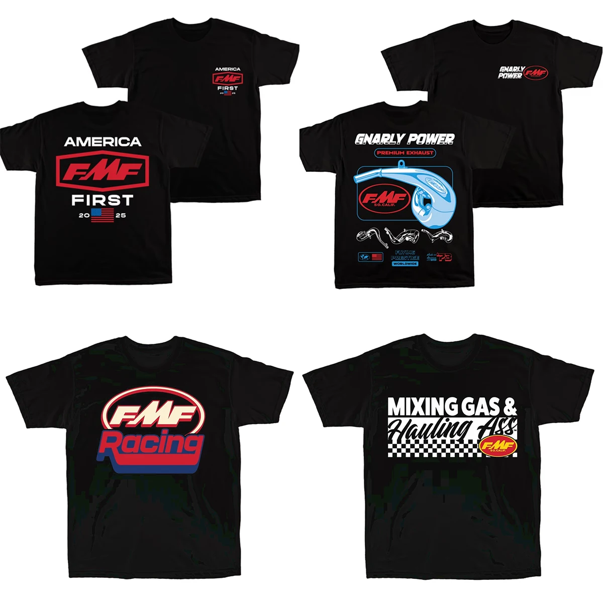 2026 Vintage FMF Motor Racing Graphic Mens T Shirt Casual Loose Fit Short Sleeve Motocross Streetwear Print Daily Wear Top