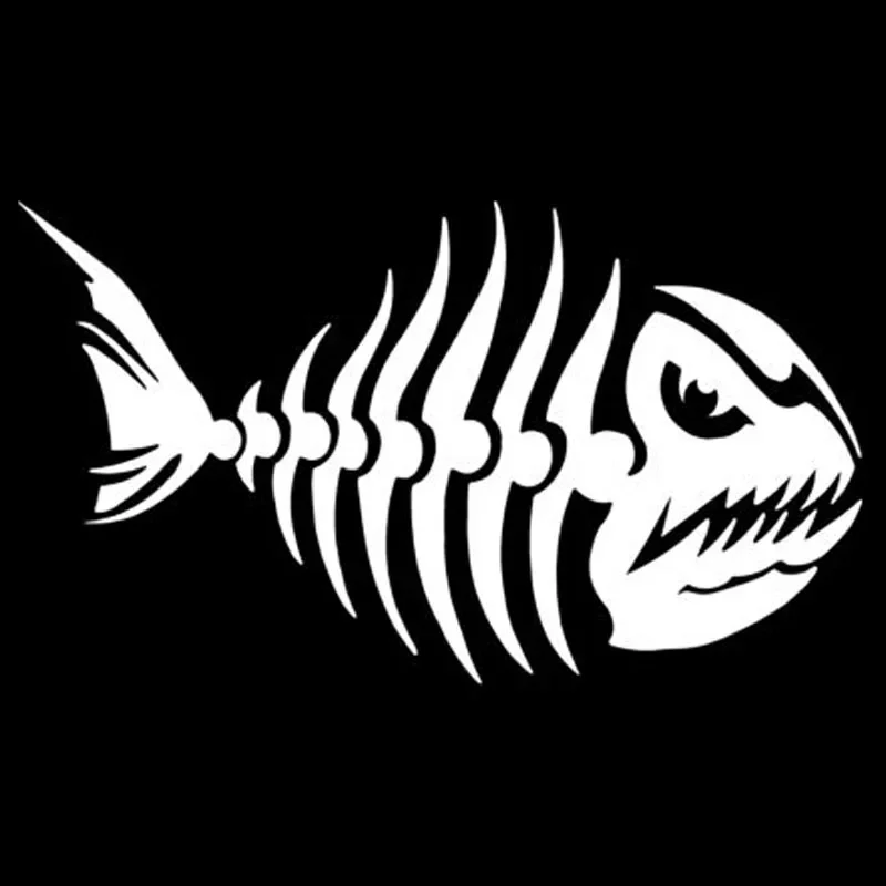 Car Sticker Fish Skeleton Decals Funny Cartoon Car Body Decoration Waterproof and Sunscreen Vinyl Decal,10cm*18cm