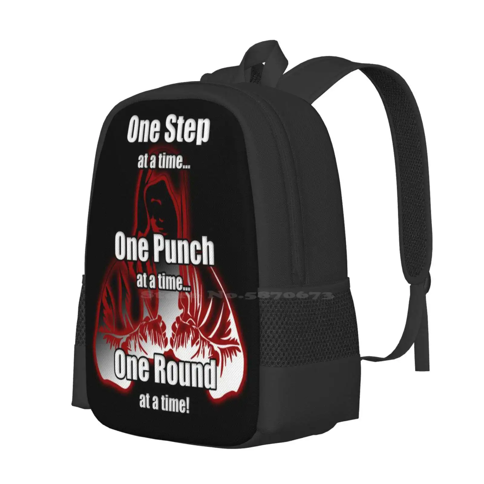 One Step...one Punch School Bag Big Capacity Backpack Laptop Balboa Baboa Fighter Boxing Boxer Workout Working Creed Fighting