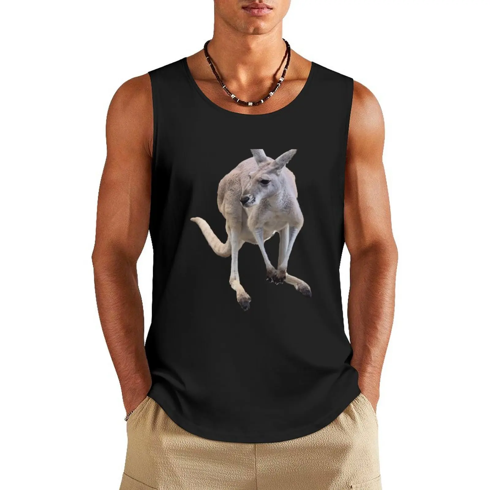 

Red Kangaroo Tank Top mens clothing sports vest sleeveless shirt man gym