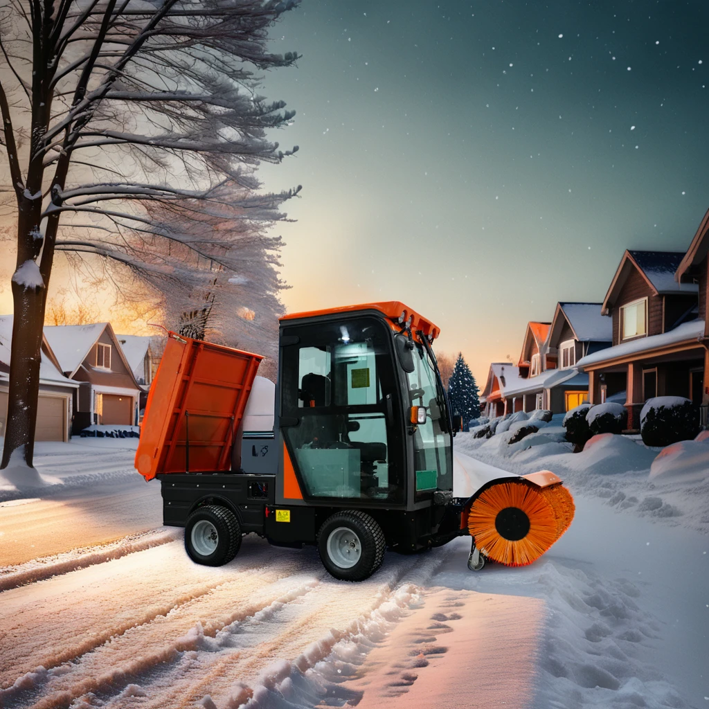 Small Winter Road Sanitation Tractor Power Snowplow Sweeper Core Motor Pump Engine Gear Drive Snow Plow Removal Machine