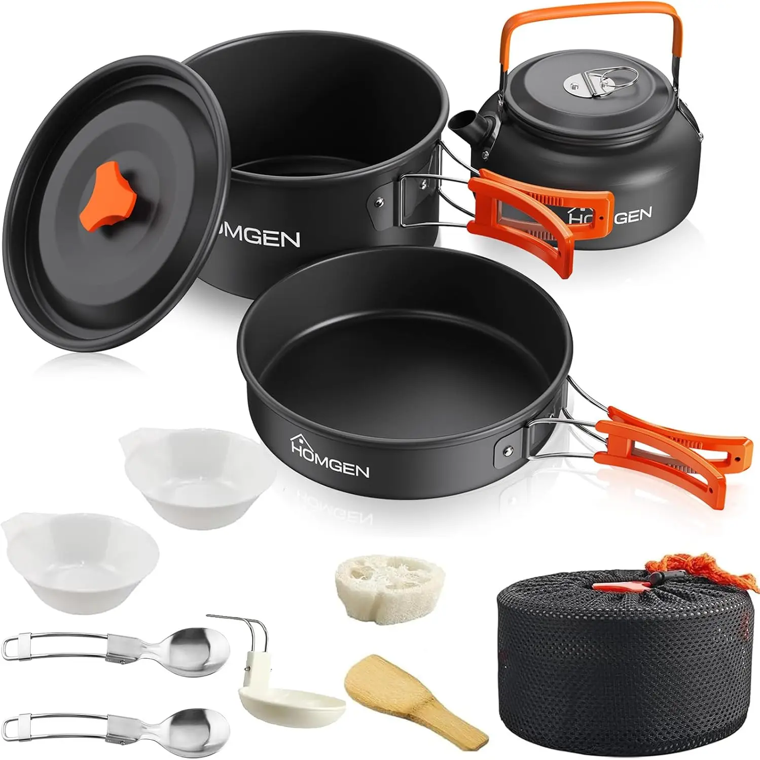 

Ultralight 5-in-1 Camping Cook Set for 2 - Anodized Aluminum Pot, Pan, Kettle & More - Compact Backpacking Gear