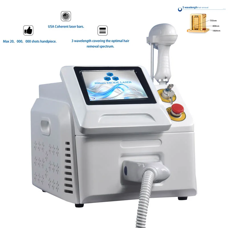 Stationary 755 808 1064nm DiodeHair Removal Rejuvenation 3000W Water Air Cooling CE Machine