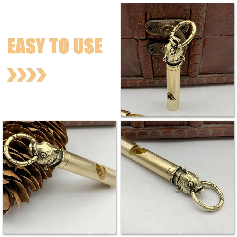 2 pezzi portachiavi con fischietto in ottone durevole emergenza escursionismo campeggio allenamento accessorio elegante fischietto in ottone fischietti di emergenza