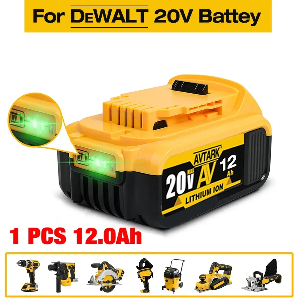 100% NEW DCB200 20V 12000mAh Lithium Replacement Battery For Dewalt 18V DCB184 DCB200 DCB182 DCB180 DCB181 DCB182 DCB201 DCB206