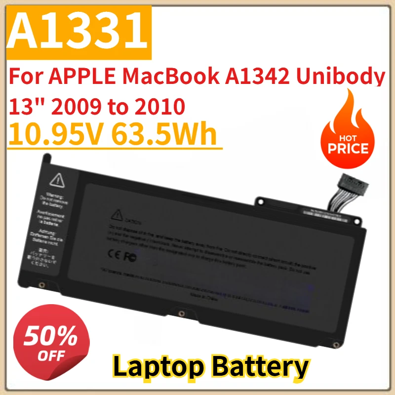 

Высококачественный новый аккумулятор для ноутбука A1331 10,95 В 63,5 Втч для APPLE MacBook A1342 Unibody 13 дюймов, аккумулятор 2009–2010 A1331 A1342