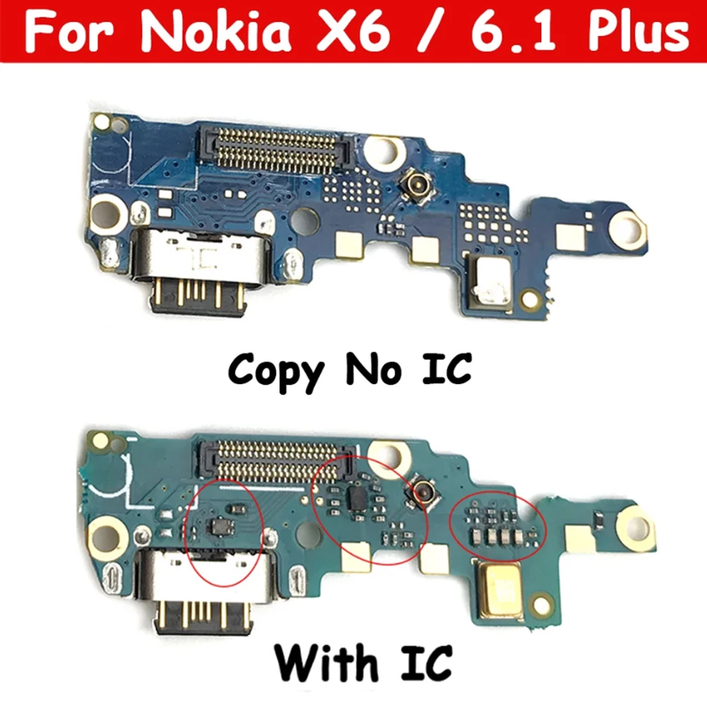 USB Dock Connector Charging Port Flex Cable For Nokia X6 / 6.1 Plus TA-1099 TA-1103 Charger Board With Mic Module