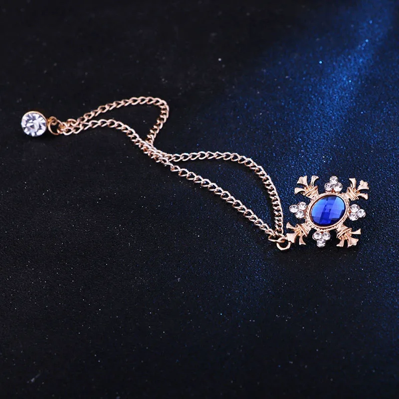 Men's Suit Shirt Collar Crystal Cross Chain Lapel Pin Fashion Gentleman Tassel Rhinestone Retro Brooch Wedding Accessories Gift