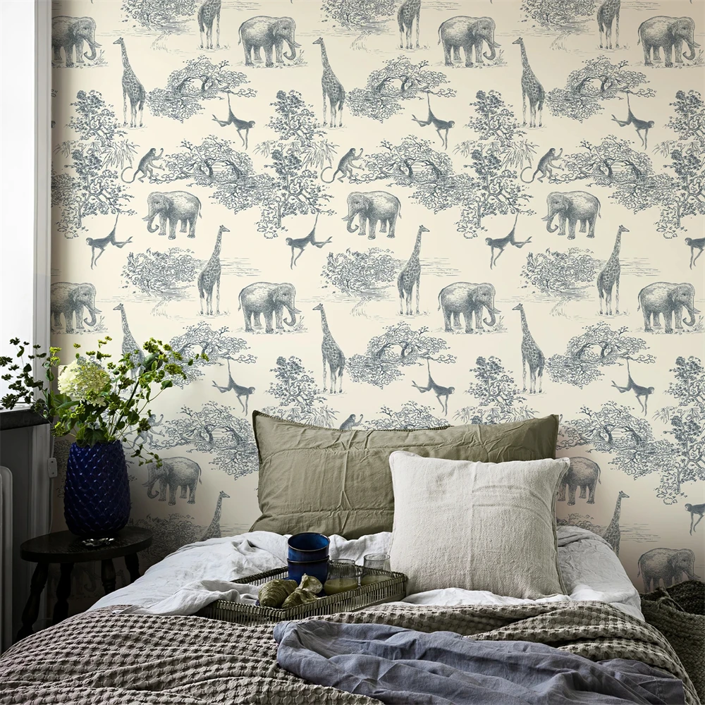 Custom Elephant Giraffe Wallpaper living room Room Removable Home Decoration Wallpapers Sticker mural wall paper 3D home decor