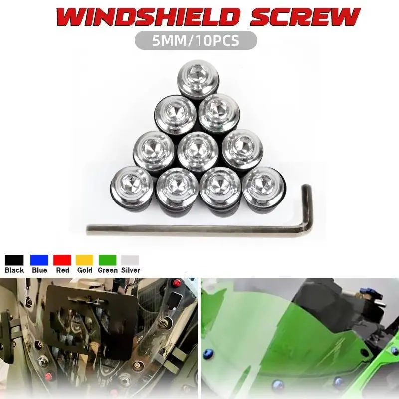 Für SV650 V STROM AN 250 400 650 SV400 GSF650 SV1000 5mm 10PCS Motorrad Windschutzscheibe Schrauben Verkleidung Halterungen windschutzscheibe Schrauben
