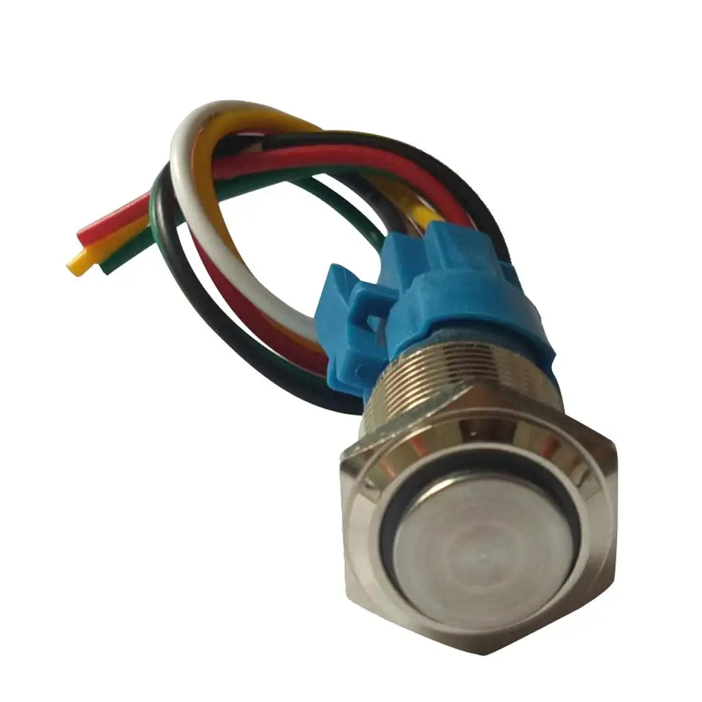 3-6V Momentary IP65 250V/5A Push Button Switch with Wire Connector(Yellow/White/Red/Green/ Blue)