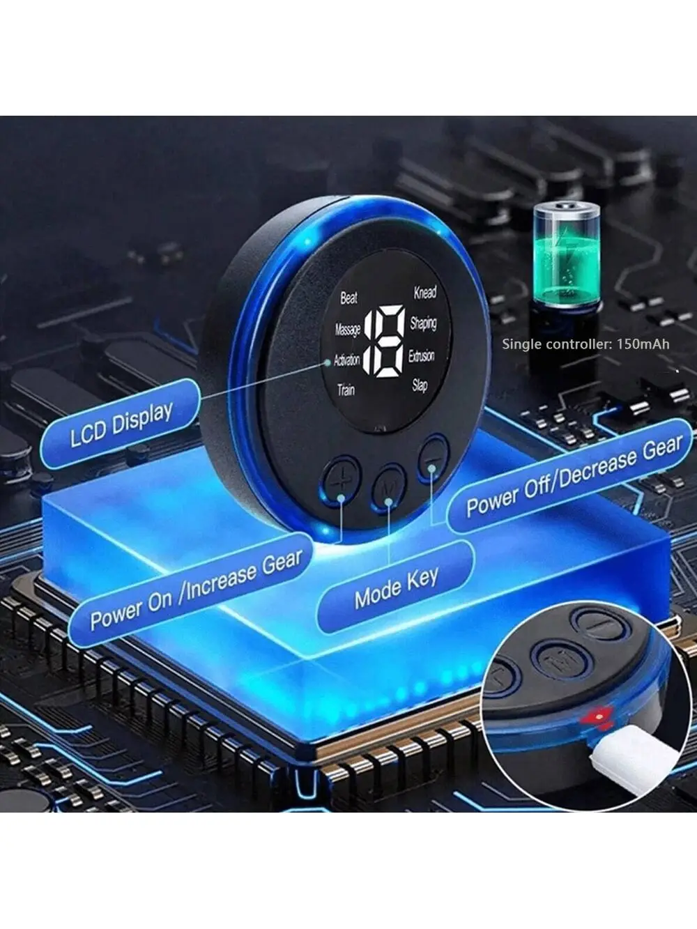 2026, شاشة الكريستال السائل EMS تدليك الرقبة مدلك كهربائي عنق الرحم الظهر التصحيح 8 وضع نبض العضلات محفز المحمولة Rechargeab