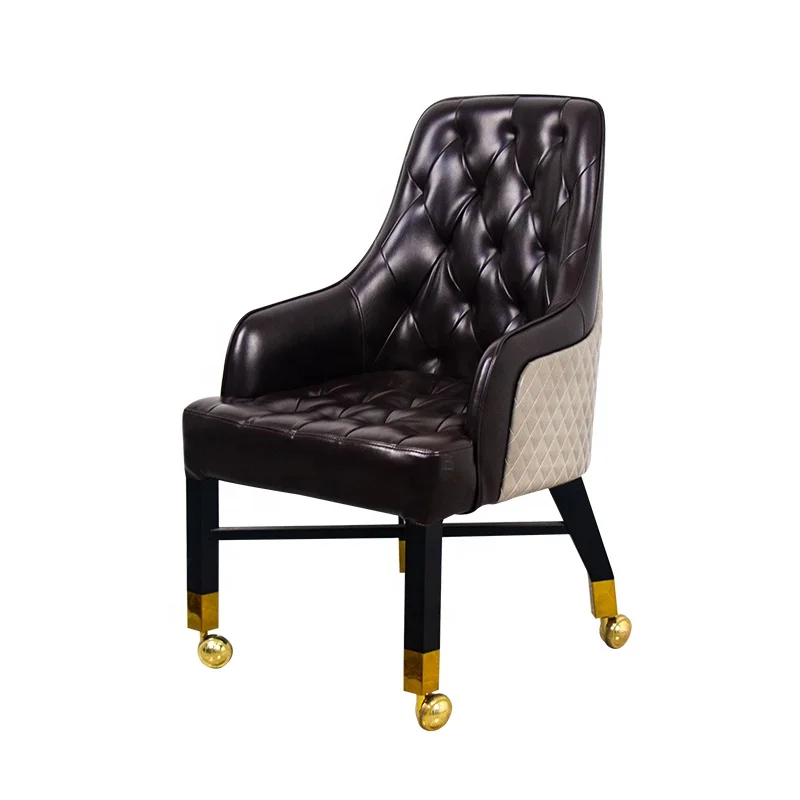 

Comfortable Armchair Padded Seat Embroidery Logo Casino Poker Gaming Chair With Rolls