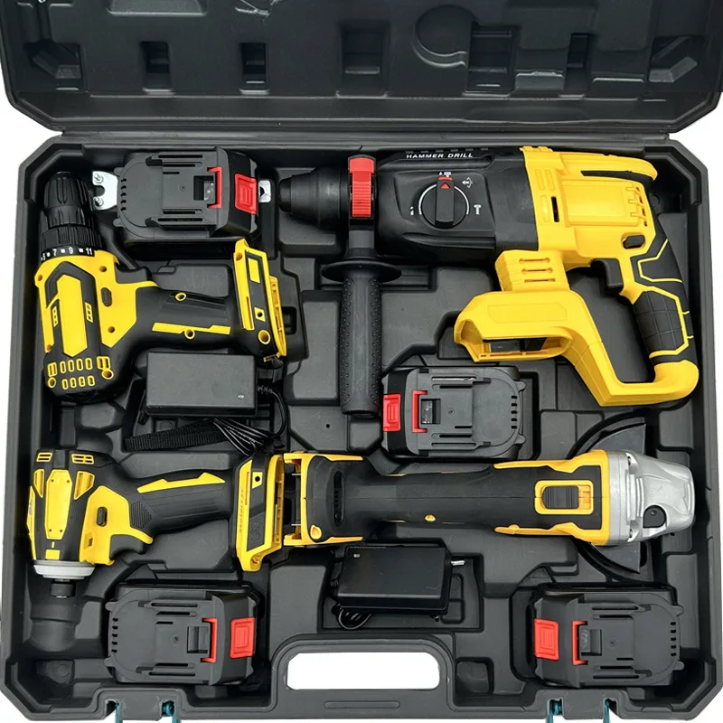 Set of four Multi-functional lithium battery power tool set combo kit power tools