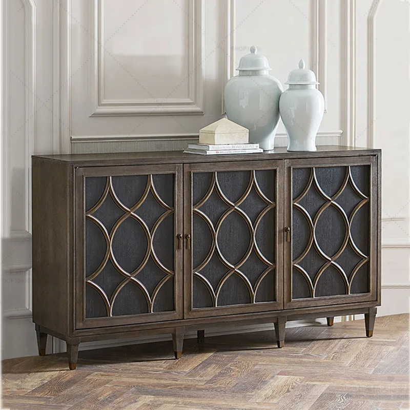 

American light luxury new and elegant entrance cabinet French retro side cabinet European style locker old decorative cabinet