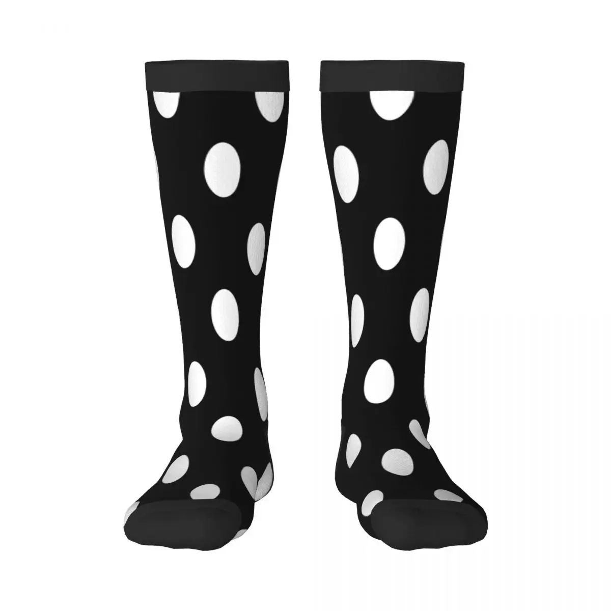 Unisex Socks Breathable Long Business Harajuku Socks Black White Polka Dot Sox Sokken for Outdoor Sports