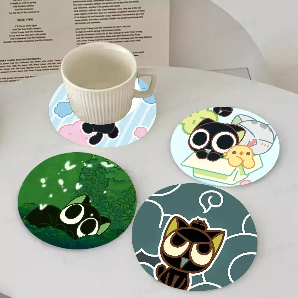 Luo Xiaohei pattern art painted wooden anti-slip coasters, suitable for decoration of living room kitchenware