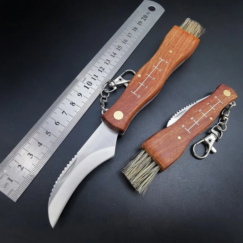 Outdoor Multifunction Folding Mushroom Knife High Hardness Portable Survival Jungle Picking Tools Knives Wooden Knife Handle