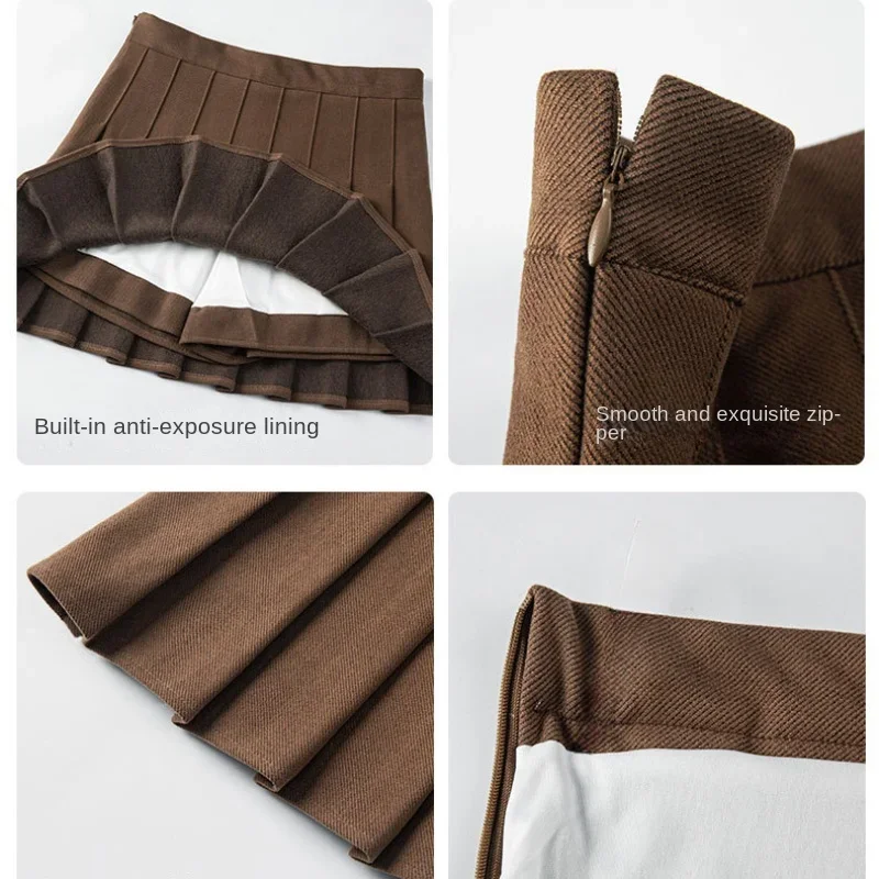 Pleated Skirt Winter Clothes Woman Fashion 2024 Falda Corta Mujer Korean Style Brown Falda School Uniform Girls Black Mini Skirt