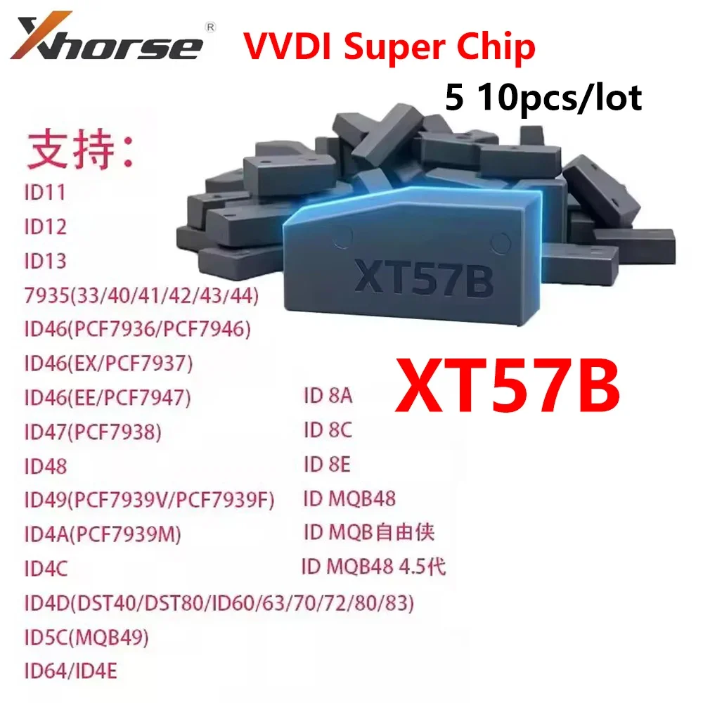 5/10 szt. XT57B Super Chip Transponder do kluczy samochodowych Xhorse XT27B Immo Chip Uniwersalny ID4A ID49 MQB48 MQB49 Chip do MINI KEY TOOL VVDI2