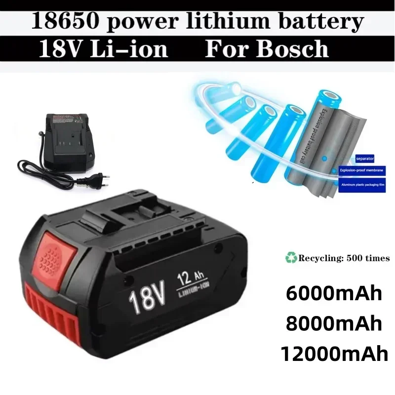 for Bosch 18V Battery 12.0Ah Electric Drill 18V Rechargeable Li-ion Battery BAT609 BAT609G BAT618 BAT618G BAT614 GBA18V  Charger