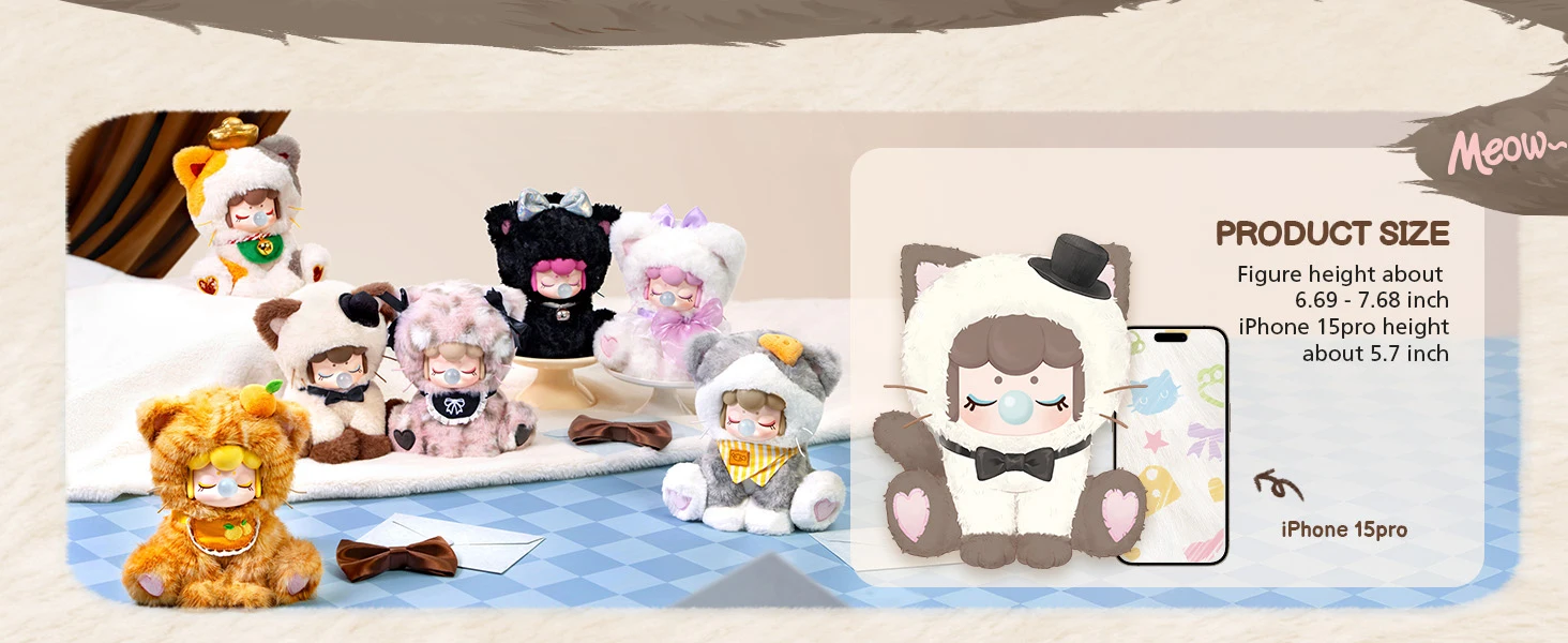Rolife Plush Blind Box Nanci's Tea Time Kitties Action Figure Collectible Plush Doll Toys Surprise Box Gift for Kids Friends