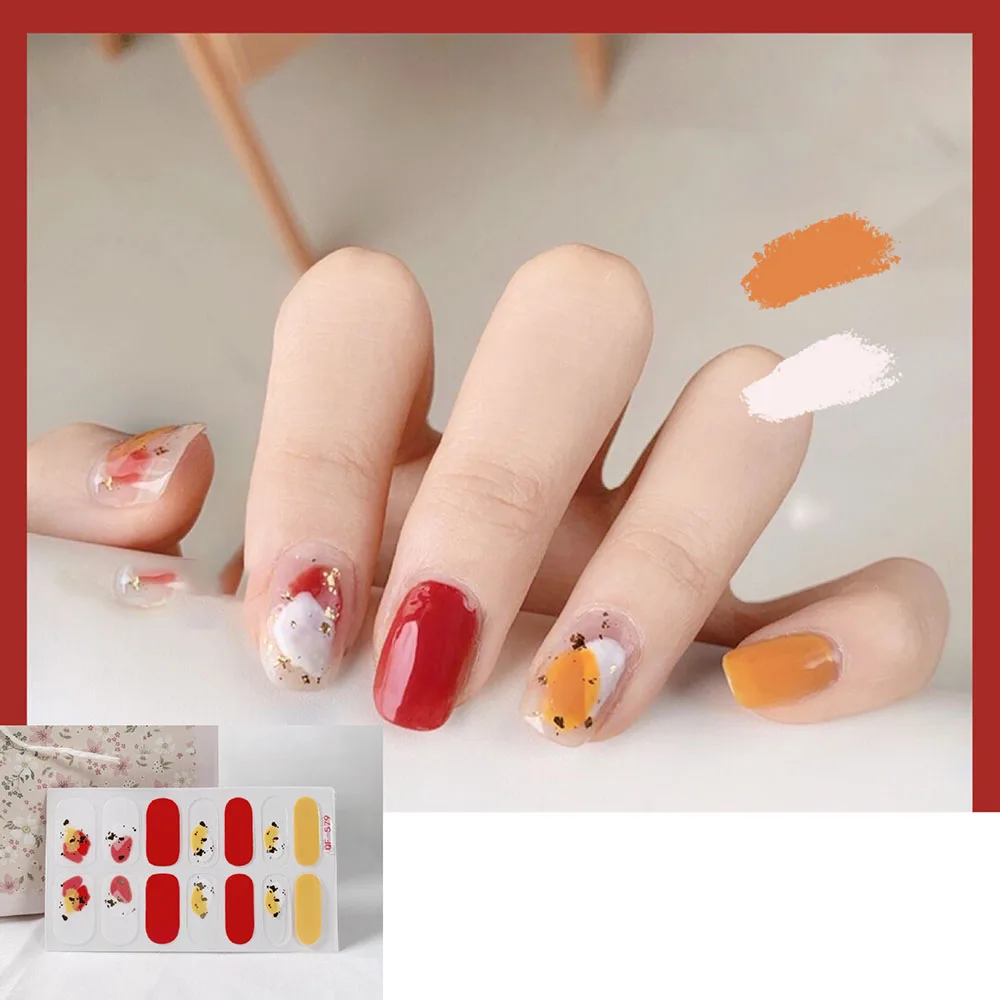 Summer Series Nail Stickers For Women's Rainbow Graffiti Water Ripple Nail Stickers Waterproof And Long-lasting For Hills