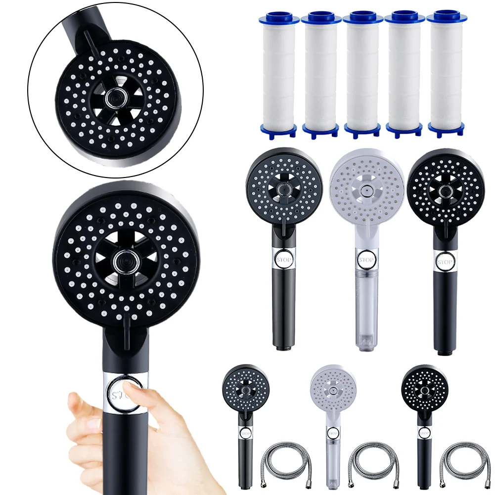 5 Modi Handheld Douchekop Ingebouwde Filter Hogedruk Douchekop Ronde Douchekop Chloor Verwijdering Water Massage Eco Douche