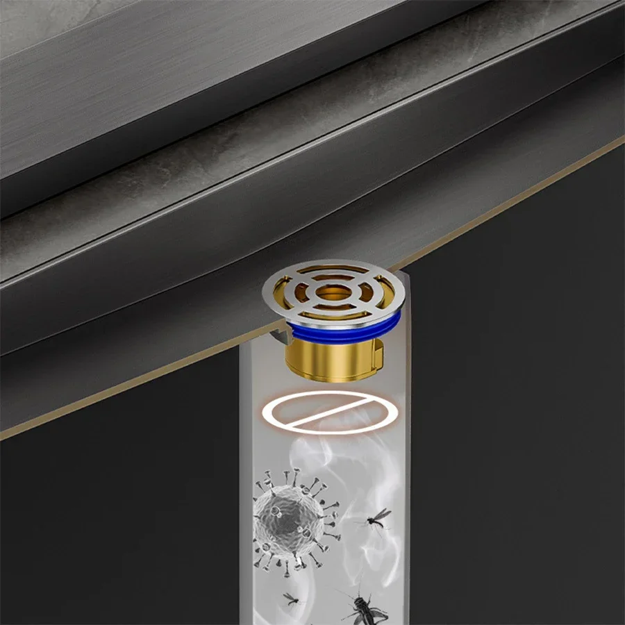 304 Stainless Steel Anti-odor Shower Drain Thickened Floor Drain Bathroom Accessories Invisible Floor Drain With Slope 8cm Wide