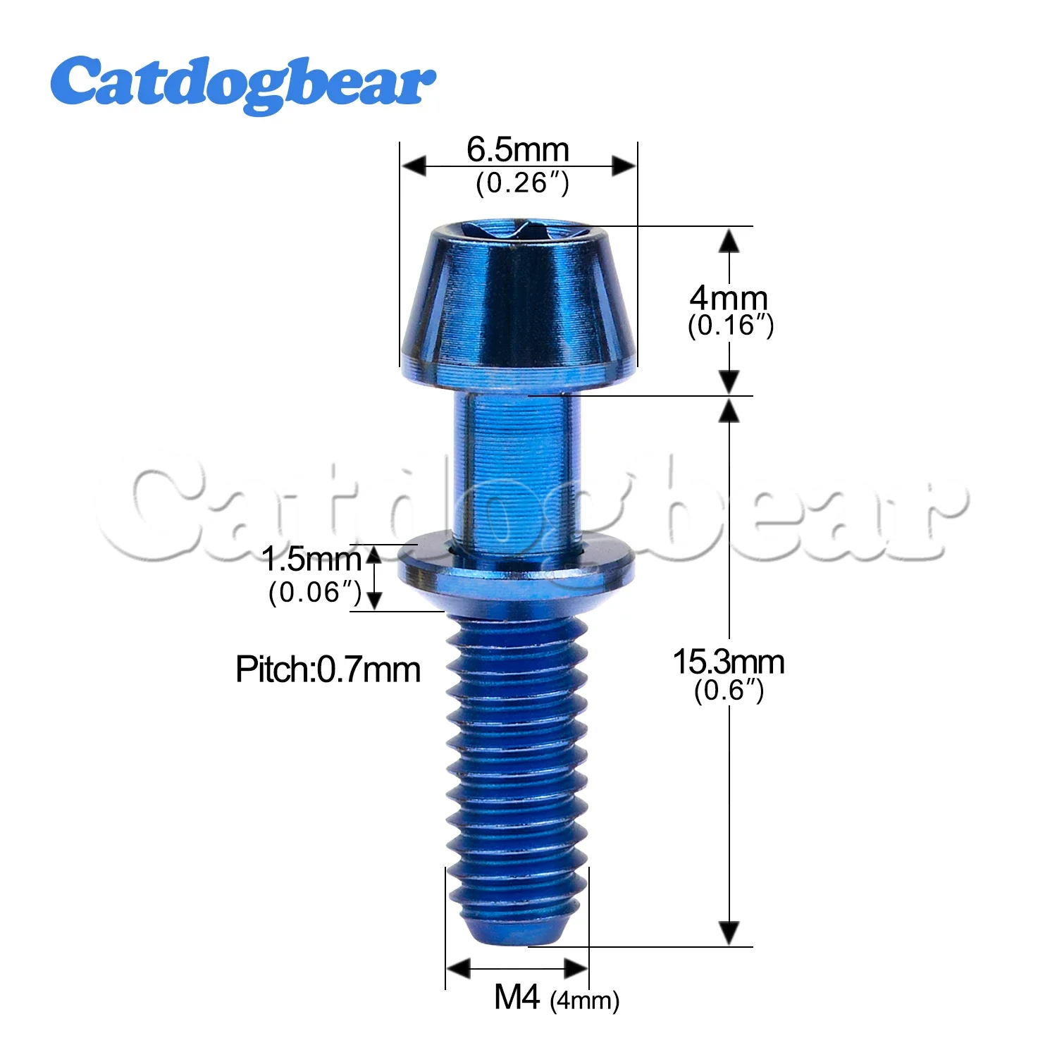 Catdogbear Titanium Alloy M4x15.3mm Cone Head bolt, Torx With Washer, Used For Ritchiey C260 Bicycle Parts Bicycle Pole