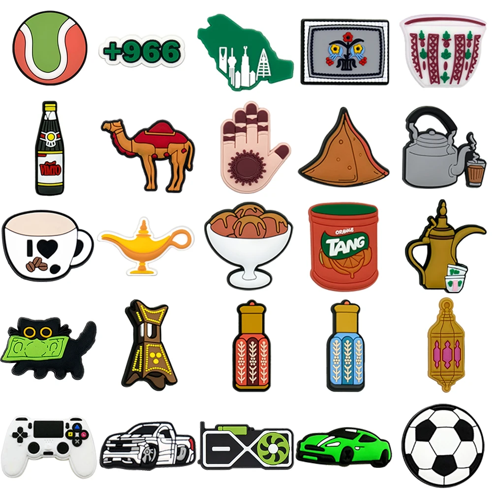 1/25 Uds. De adornos para zapatos de estilo saudita para mujeres y hombres, coche deportivo, GPU, fútbol, Camel, accesorios para zapatos, alfileres para regalos de zuecos