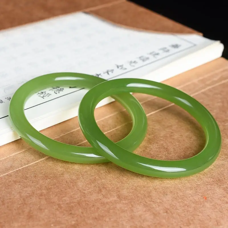 

Apple green thin round bar women's bracelet natural lake green jasper women's bracelet girls gift