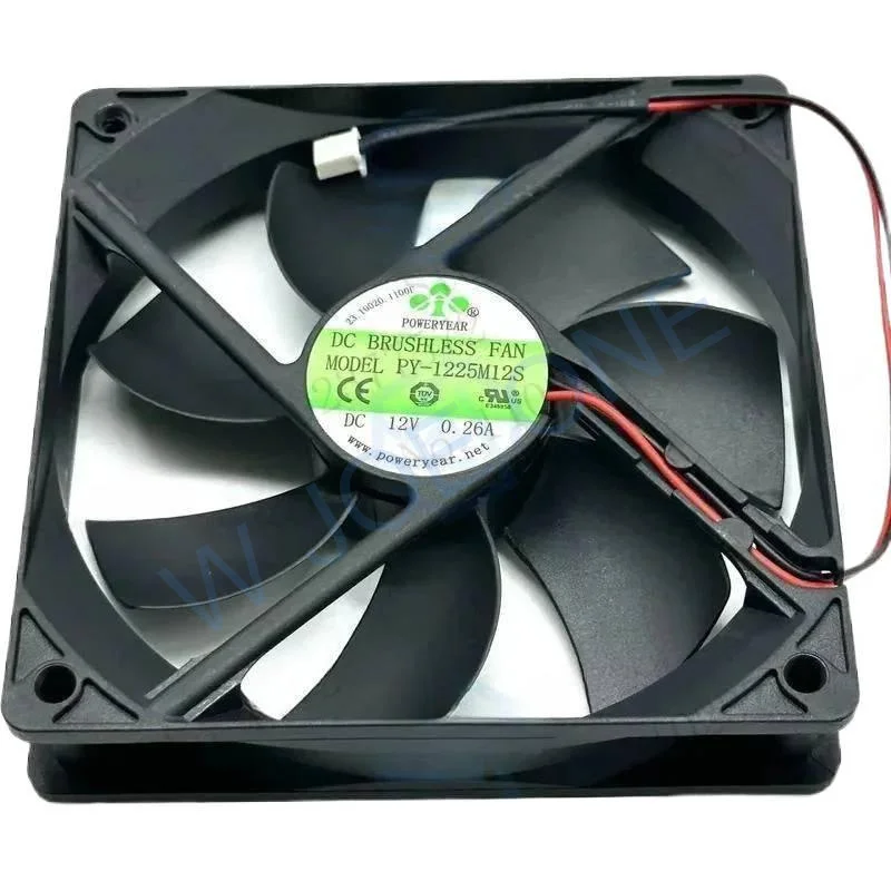 A+ POWERYEAR PY-1225M12S DC 12V 0.26A 120X120X25Mm Ventilador de refrigeración de servidor de 2 cables