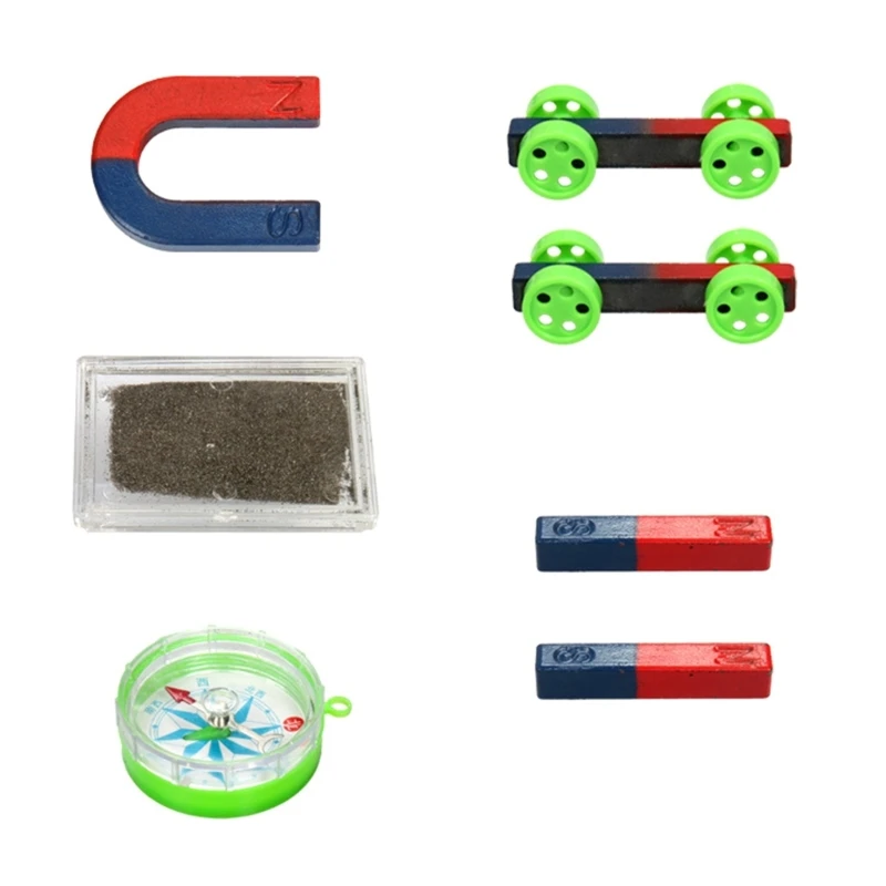 Physical Magnet Experiment Set U-shaped Magnet Bar Shaped Magnet, Iron Powder Box Physics Educational Toy for School