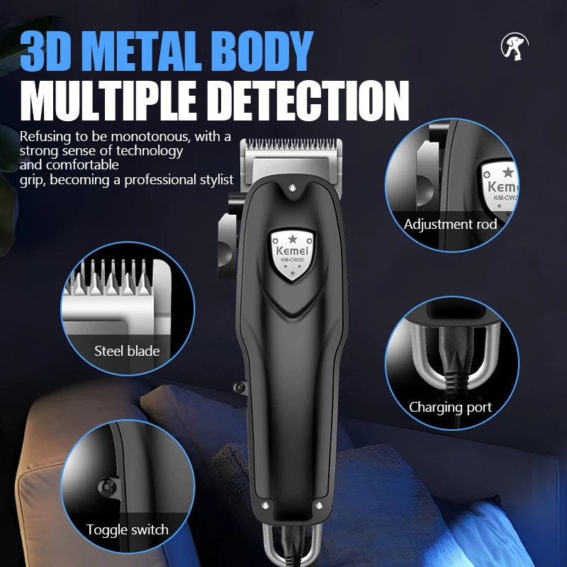 KEMEI-Profissional Heavy-Duty Dog Clippers, com fio Pet Grooming Tool, baixo ruído Pet aparadores, km-cw20