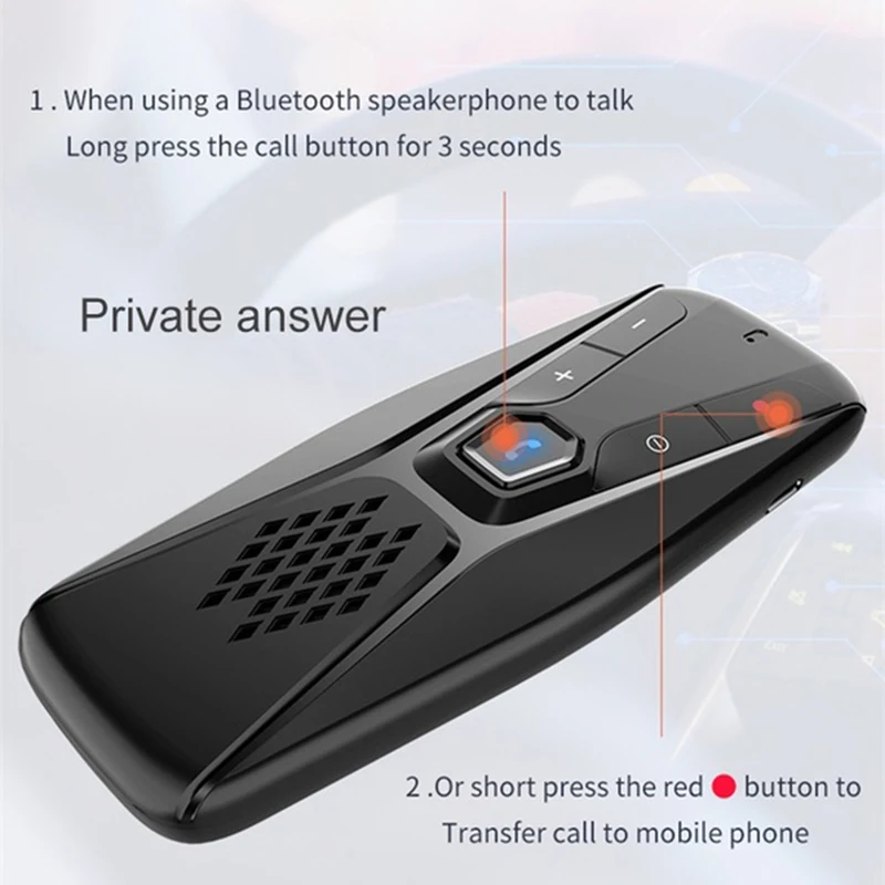 JaJaBor Bluetooth Car Kit Handsfree Speakerphone Wireless with Microphone Bluetooth 5.0 Automatic Shut Down and Auto Connect