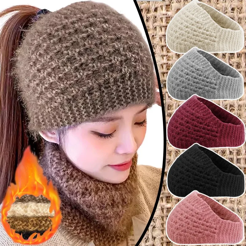 

Winter Warm Knitted Headband Windproof Wool Knitting Warm Hair Band Cold Autumn Cover Ears Thermal Headwear Hair Accessories