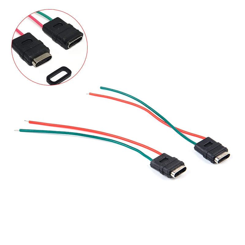 1 Conector USB tipo c impermeable, cable de soldadura, enchufe hembra, puerto de carga rápida