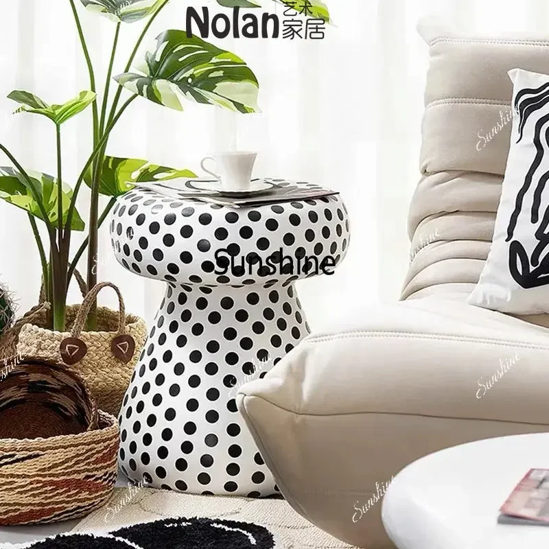 Living room FRP mushroom stool polka dot stripe small edge table, villa flower trellis corner tableTJ view 4