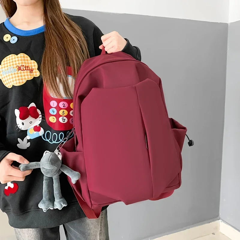 2024 New Fashion Backpack Multifunctional Men\'s and Women\'s Computer Bag Large Capacity School Bag Solid Color Simple