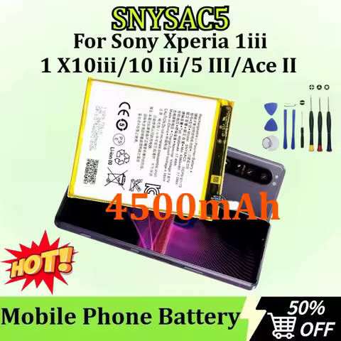 SNYSAC5 4500mAh Mobile Phone Battery for Sony Xperia 1iii/Xperia 10 Iii/Xperia 5 III/Xperia 1/X10iii/Ace II New Battery + Tools