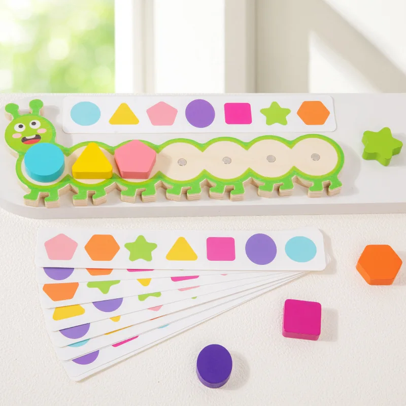 

Montessori Magnetic Caterpillar Puzzles Children's Toy Color Shape Matching Logical Thinking Training Puzzle Board Game For Kids