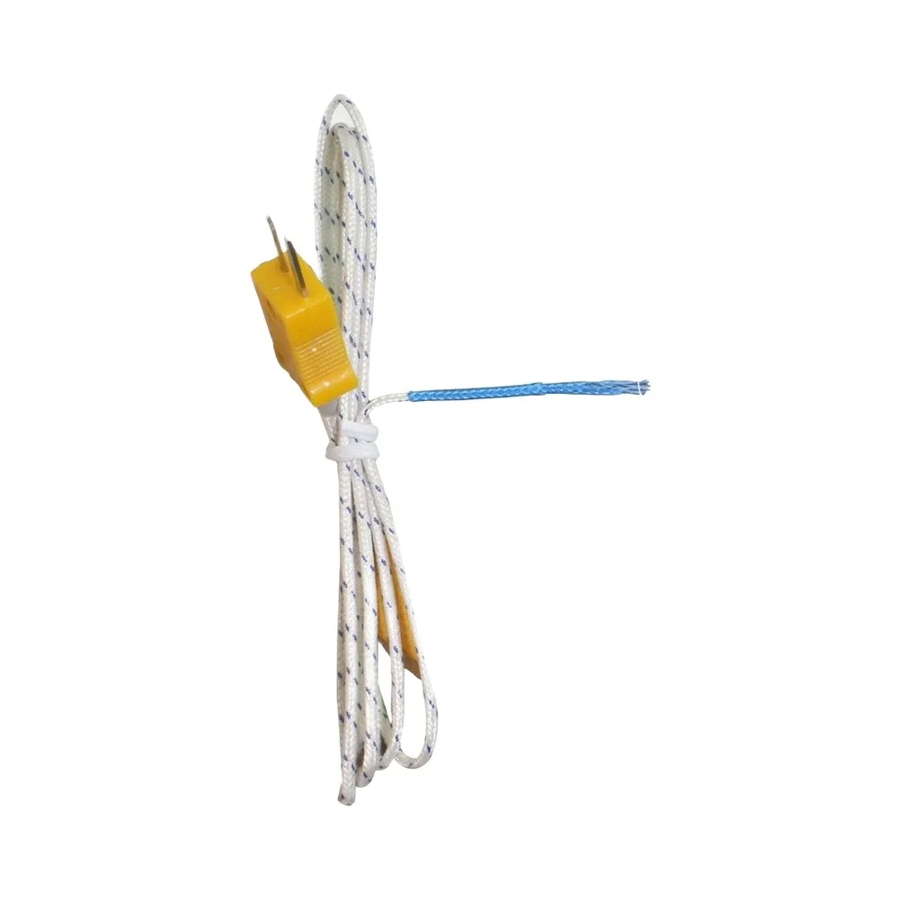 2m TP-300 K-Type Temperature Extension Cable for K Probes with Fiberglass Insulation and ABS Brass Connector Assembly