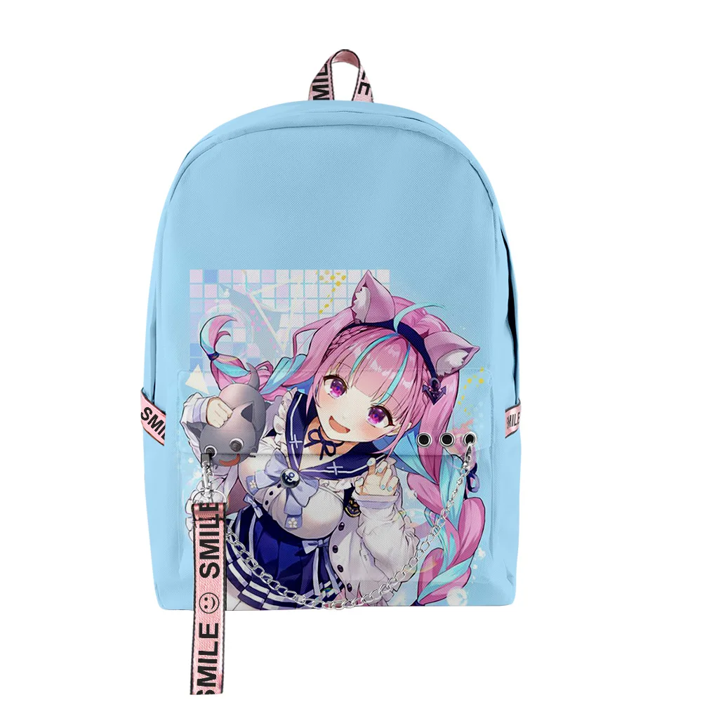 Hip Hop Youthful School Bags Unisex Hololive Minato Aqua Travel Bags 3D Print Oxford Waterproof Notebook Shoulder Backpacks